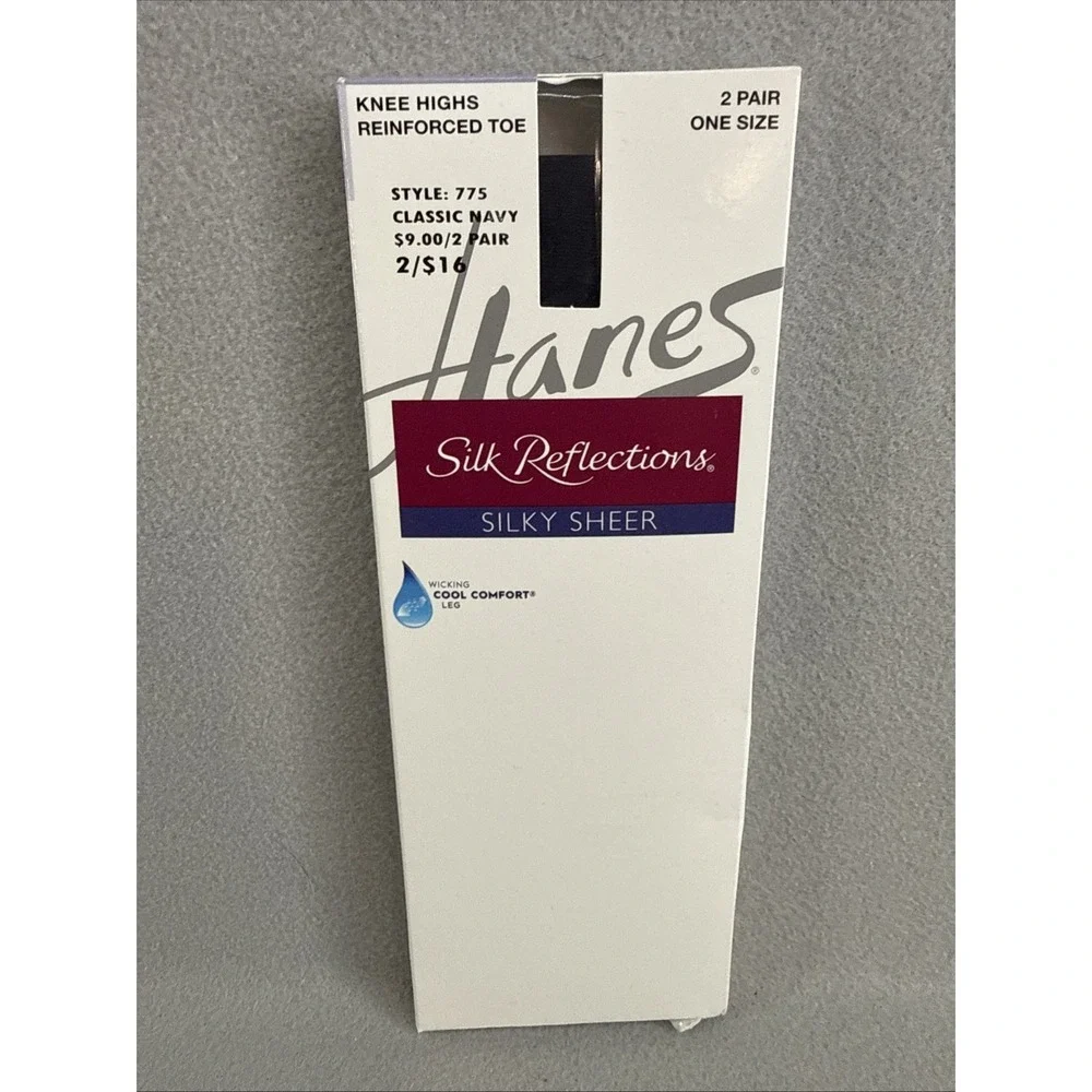 hanes silk reflections knee highs Style 775 Classic Navy P10
